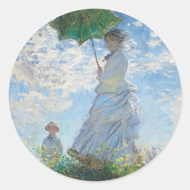 ADESIVO REDONDO CLAUDE MONET "MULHER COM PARASOL" ENVELOPE (Frente)