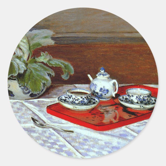 Adesivo Redondo Claude Monet - O Conjunto de Chá, (Frente)