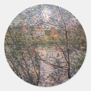 Adesivo Redondo Claude Monet - Primavera através dos ramos