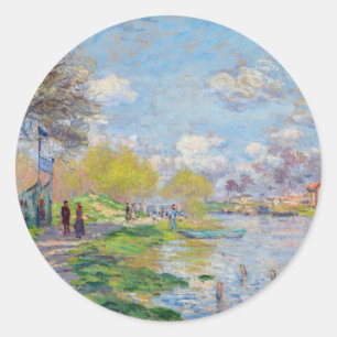 Adesivo Redondo Claude Monet - Primavera junto ao Sena