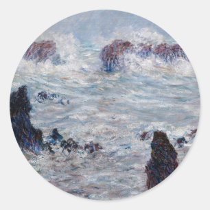 Adesivo Redondo Claude Monet - Tempestade na costa de Belle-Ile