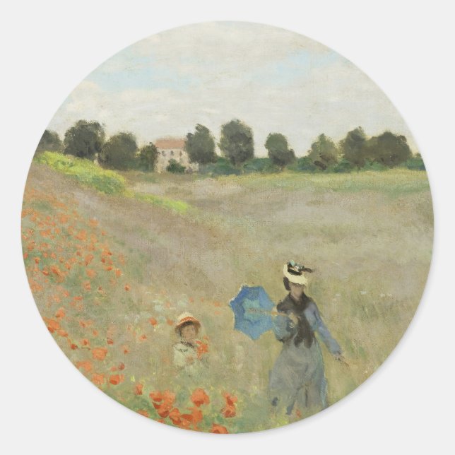 Adesivo Redondo Claude Monet The Poppy Field near Argenteuil Art (Frente)