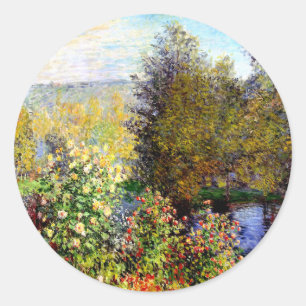 Adesivo Redondo Claude Monet Um Canto do Jardim em Montgeron