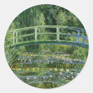 Adesivo Redondo Claude Monet Water Lily e Ponte Japonesa