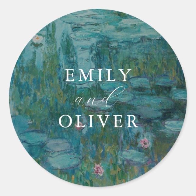 Adesivo Redondo Claude Monet Water Lily Wedding (Frente)