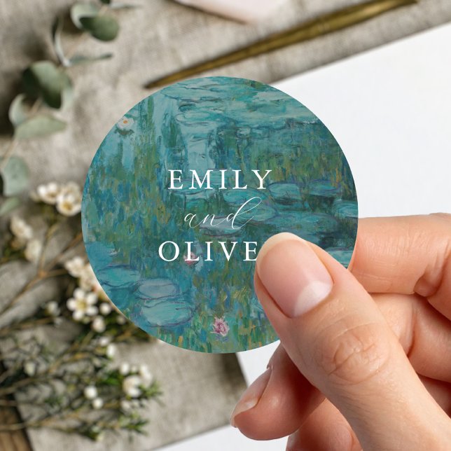 Adesivo Redondo Claude Monet Water Lily Wedding (Criador carregado)