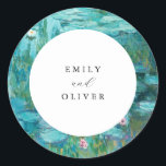 Adesivo Redondo Claude Monet Water Lily Wedding<br><div class="desc">Claude Monet Water Lily Wedker</div>