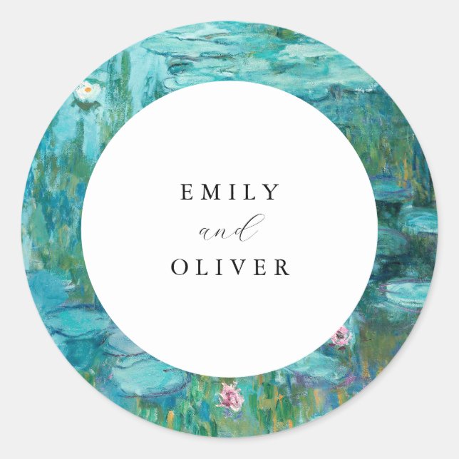 Adesivo Redondo Claude Monet Water Lily Wedding (Frente)