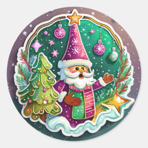 Adesivo Redondo Cláusula Natal na neve