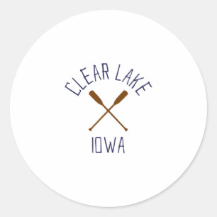 Adesivo Redondo Clear Lake Iowa Ao Ar Livre Vintage