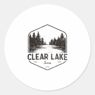 Adesivo Redondo Clear Lake Iowa Ao Ar Livre Vintage 1