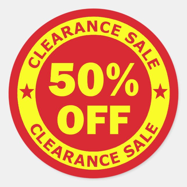 Adesivo Redondo Clearance Sale 50% Desligado (Frente)