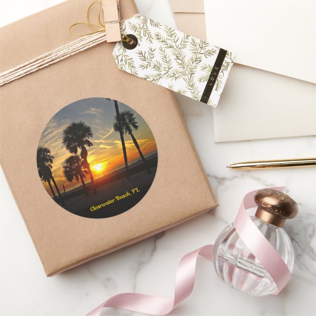 Adesivo Redondo Clearwater Beach Sunset (Presentear)