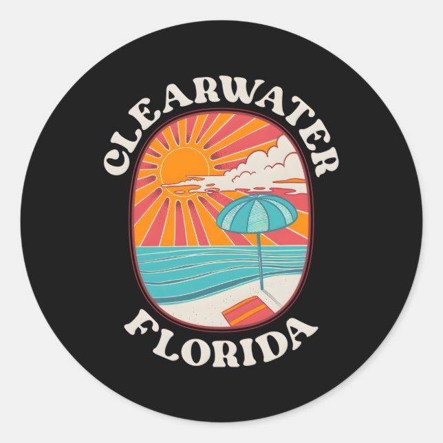 Adesivo Redondo Clearwater Florida Fl (Frente)