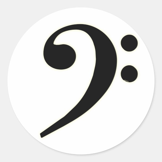 Adesivo Redondo Clef baixo preto (Frente)