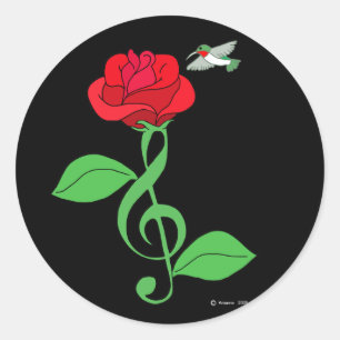 Adesivo Redondo Clef cor-de-rosa do colibri