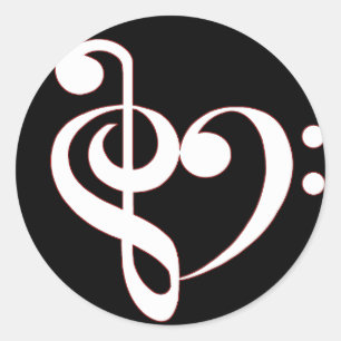 Adesivo Redondo Clef Heart Sticker