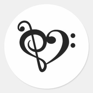 Adesivo Redondo Clef Musical Coração de Amor