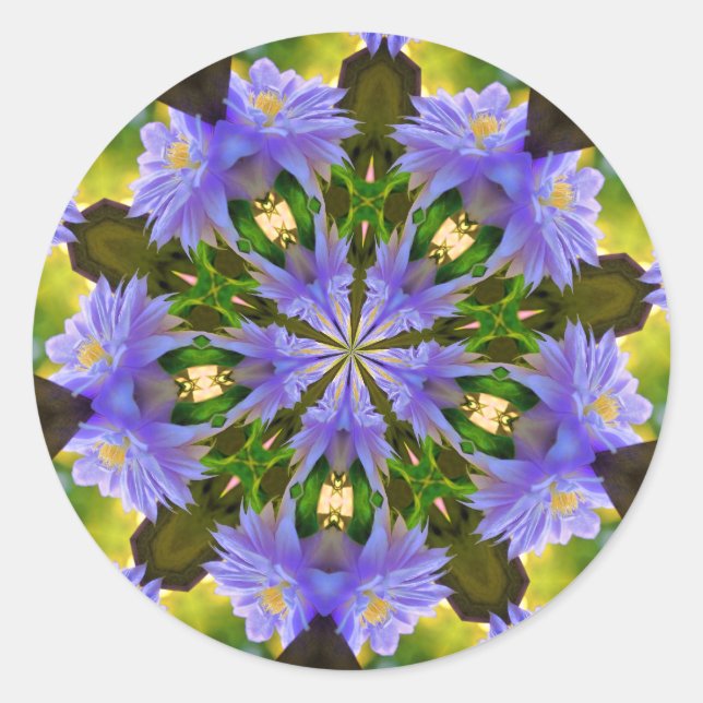 Adesivo Redondo Clematis Abstrato Flower Art (Frente)