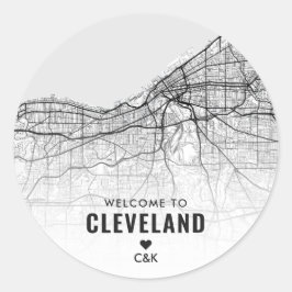 Adesivo Redondo Cleveland, mapa da cidade de Ohio | Boas-vindas