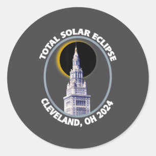Adesivo Redondo Cleveland Ohio 2024 Caminho do Eclipse Solar Total