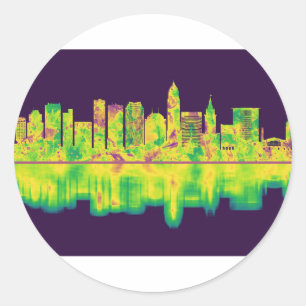 Adesivo Redondo Cleveland Ohio Skyline