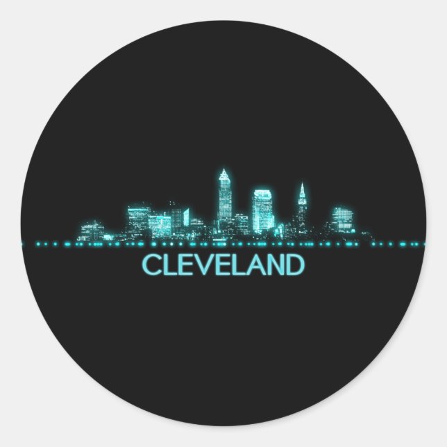 Adesivo Redondo Cleveland Skyline (Frente)