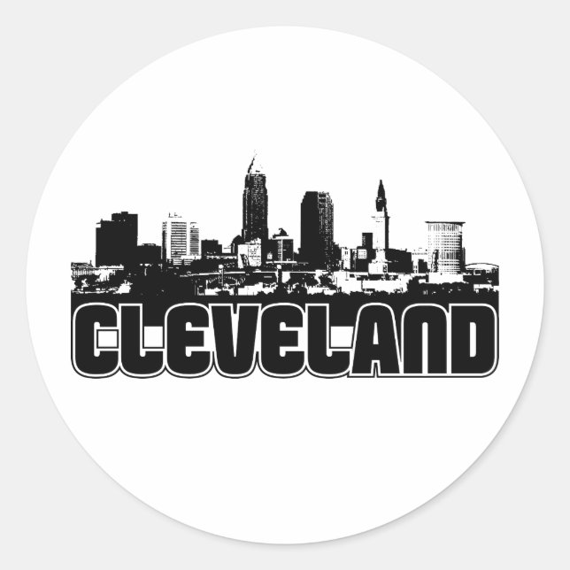 Adesivo Redondo Cleveland Skyline (Frente)