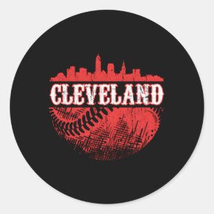 Adesivo Redondo Cleveland Skyline City Baseball Conhecido Em Gamed