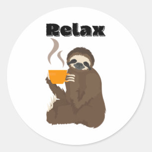 Adesivo Redondo Clever Relax Sloth Premium