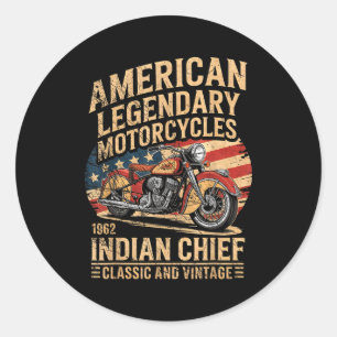 Adesivo Redondo Clic & Moto Americana Vintage Indian Born