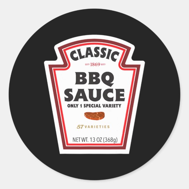 Adesivo Redondo Clic Bbq Sauce Bottle Label Funny Halloween Costum (Frente)