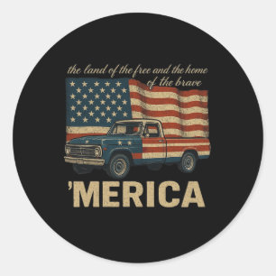 Adesivo Redondo Clic Caminhão Vintage Merica Bandeira Americana Us