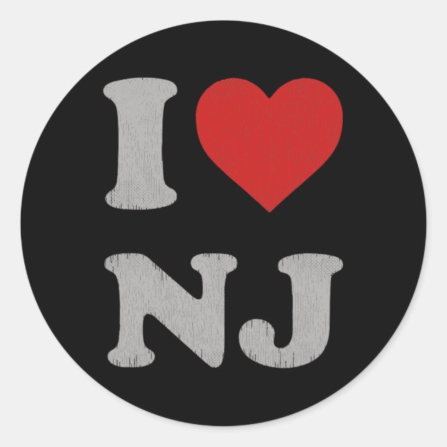 Adesivo Redondo Clic I Love Nj Y2k Souvenir I Heart New Jersey  (Frente)