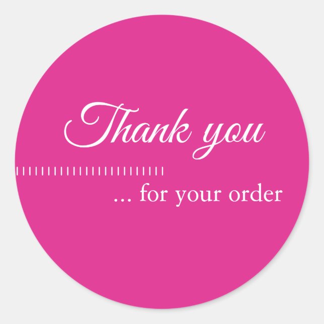 Adesivo Redondo Cliente branco, rosa simples, obrigado (Frente)