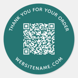 Adesivo Redondo Cliente de Código QR de Negócios Obrigado Teal