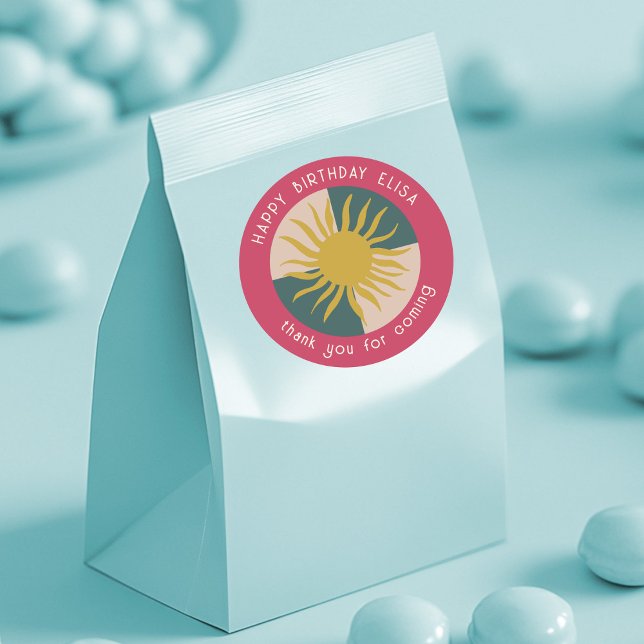 Adesivo Redondo CLIENTE Moderno de NASCIMENTO de Siree Siree BIRTH (Seaside Soiree BIRTHDAY Modern Cute CUSTOM Classic Round Sticker
)