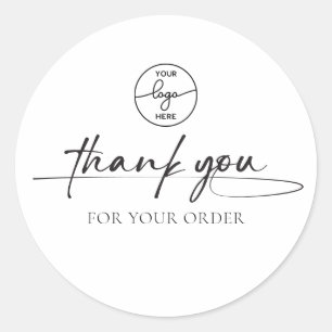 Adesivo Redondo Cliente moderno Obrigado Logotipo de Script Manusc