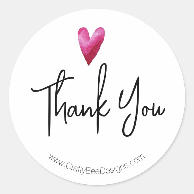 Adesivo Redondo Cliente Obrigado pelo Watercolor Heart (Frente)