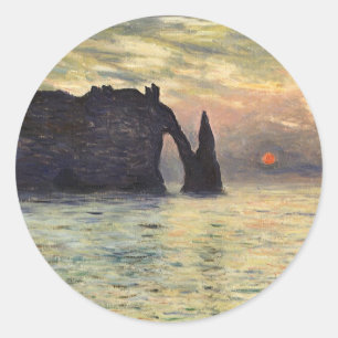 Adesivo Redondo Cliff Etretat, Sunset de Claude Monet