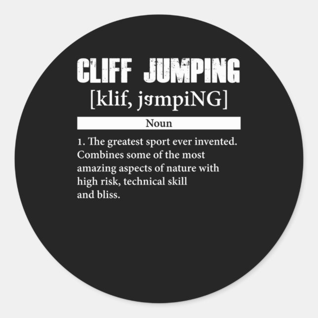 Adesivo Redondo Cliff Jumping Definition Cliff Dift (Frente)