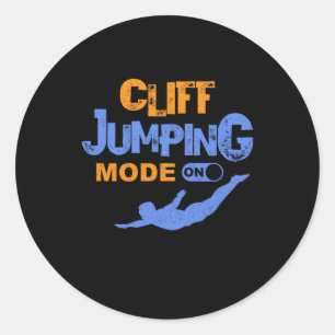 Adesivo Redondo Cliff Jumping Mode No Cliff Dividindo Cliff Saltan