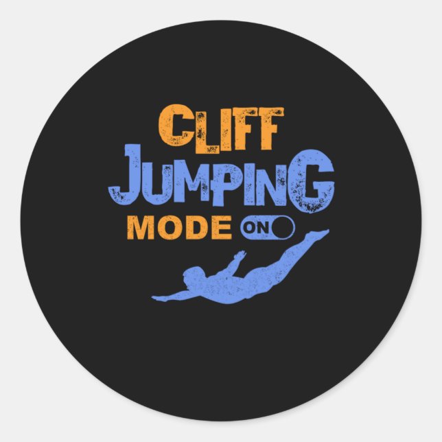 Adesivo Redondo Cliff Jumping Mode No Cliff Dividindo Cliff Saltan (Frente)