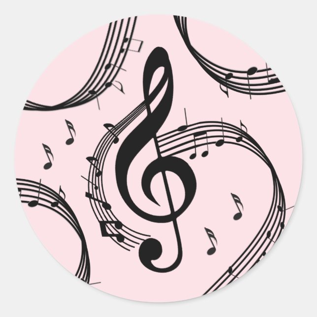 Adesivo Redondo Climactic G Clef Music Pink (Frente)