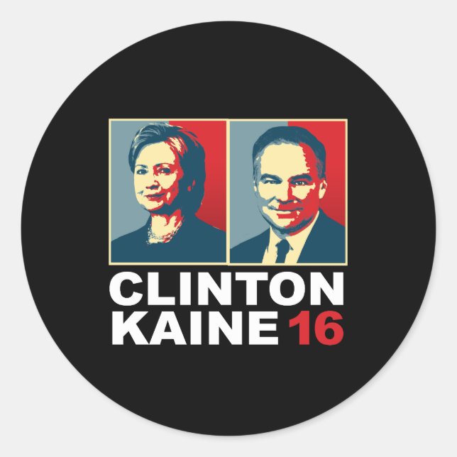 Adesivo Redondo Clinton Kaine 16 - Posterizado — (Frente)