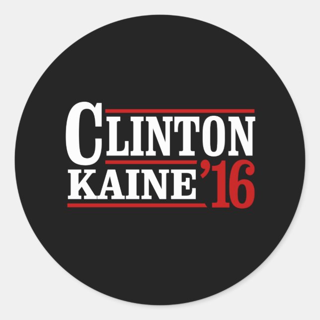 Adesivo Redondo Clinton Kaine 2016 - Sinal Retroativo — (Frente)