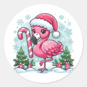 Adesivo Redondo Clipart-10424 do Christmas Flamingo Sublimation