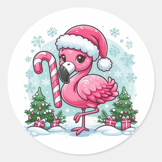 Adesivo Redondo Clipart-10424 do Christmas Flamingo Sublimation (Frente)