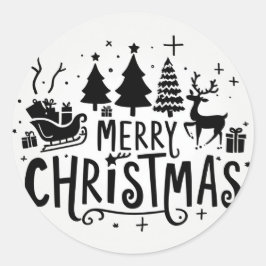 Adesivo Redondo Clipart de Natal Merry