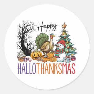 Adesivo Redondo Clipart Feliz Hallothanksmas